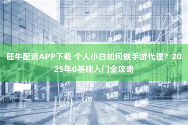 旺牛配资APP下载 个人小白如何做手游代理?2025年0基础入门全攻略